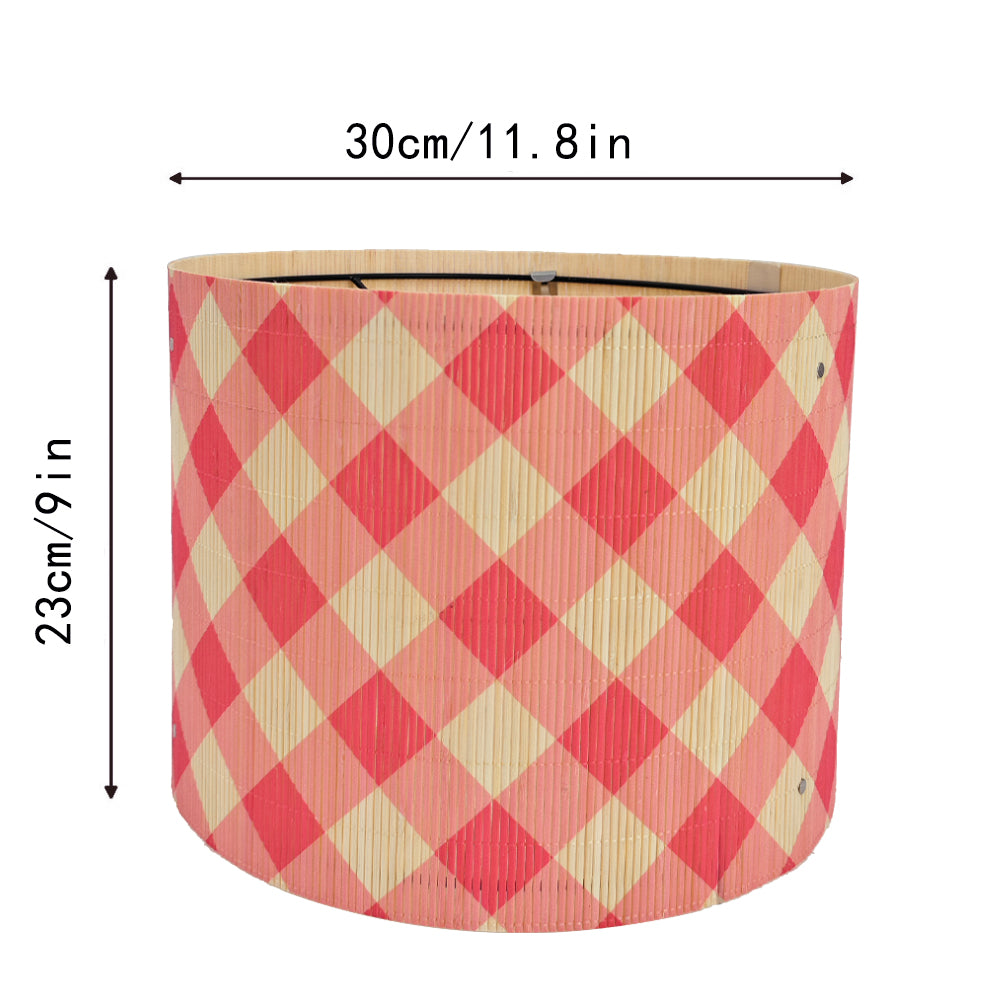 bamboo lamp shade, modern lamp, Groovy unique, Floor Lamps, Table Lamps, Chandelier Lamp, Pink Grid, Lamp Replacement Accessories E27, 30x23cm