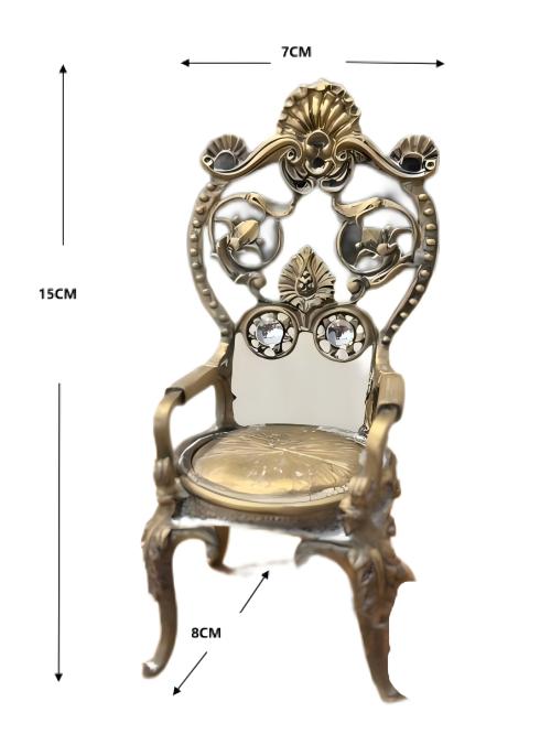 French Retro Court Chair, Antique Alloy Old Craftsmanship, Home Garden Tabletop Decorative Ornament