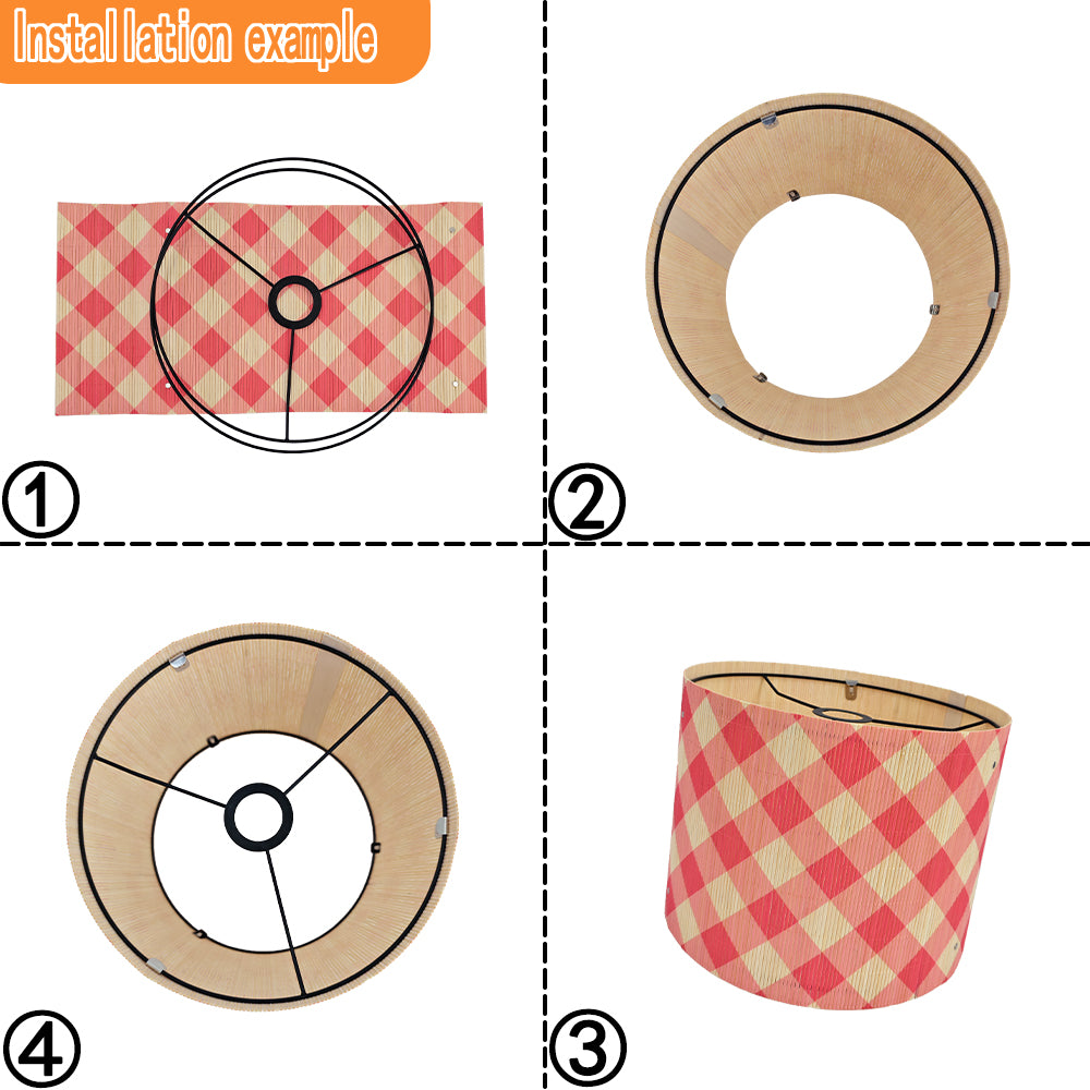 bamboo lamp shade, modern lamp, Groovy unique, Floor Lamps, Table Lamps, Chandelier Lamp, Pink Grid, Lamp Replacement Accessories E27, 30x23cm