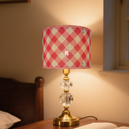 bamboo lamp shade, modern lamp, Groovy unique, Floor Lamps, Table Lamps, Chandelier Lamp, Pink Grid, Lamp Replacement Accessories E27, 30x23cm