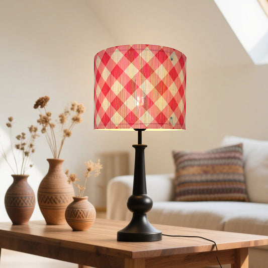 bamboo lamp shade, modern lamp, Groovy unique, Floor Lamps, Table Lamps, Chandelier Lamp, Pink Grid, Lamp Replacement Accessories E27, 30x23cm