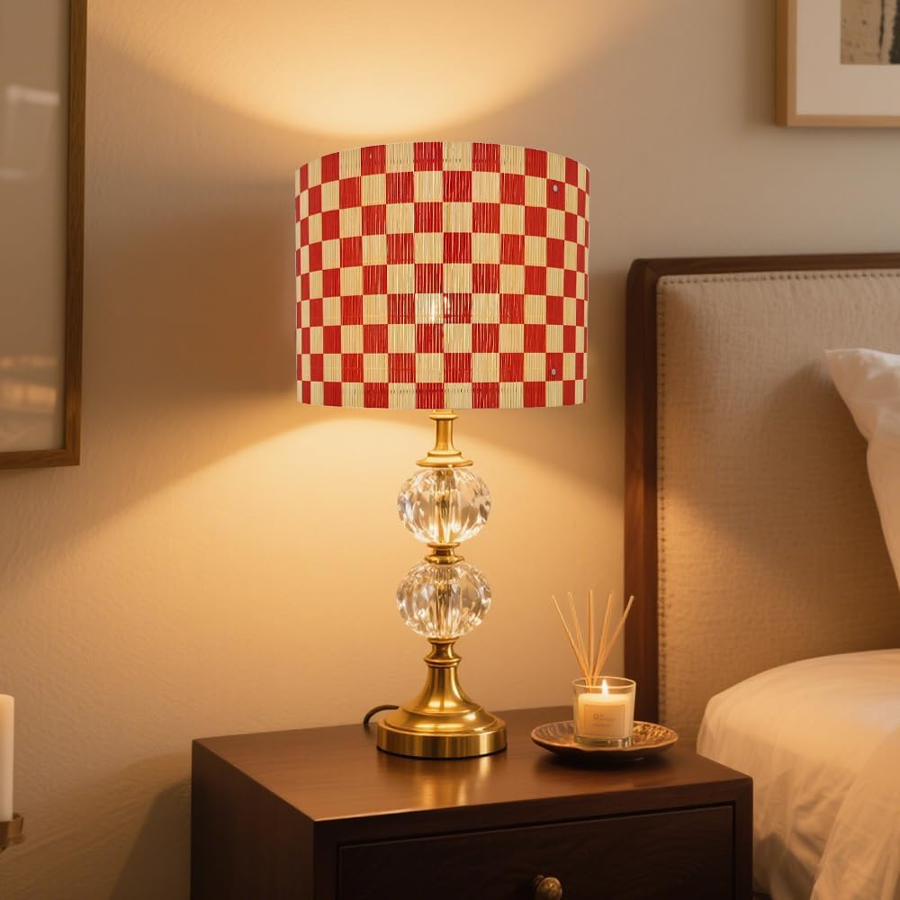 bamboo lamp shade, modern lamp, groovy unique, Floor Lamps, Table Lamps, Chandelier Lamp, Grid design, Lamp Replacement Accessories E27, 30x23cm