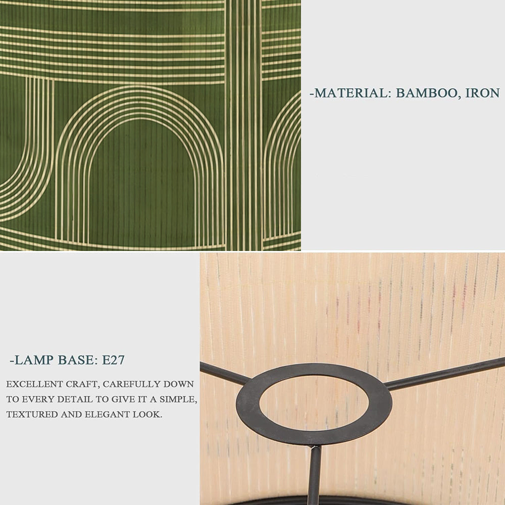 lamp shade bamboo,rustic style, groovy unique,Floor Lamps, Table Lamps, Chandelier Lamp, green, Lamp Replacement Accessories E27, 30x23cm