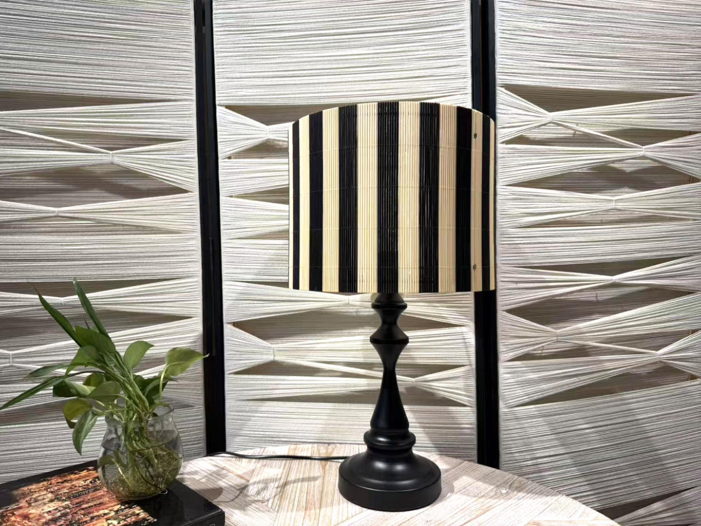 bamboo lamp shade, modern lamp, groovy unique,Floor Lamps, Table Lamps, Chandelier Lamp, stripe design, Lamp Replacement Accessories E27, 30x23cm