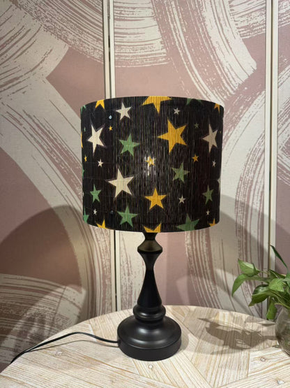 lamp shade, Bamboo Material, modern lamp, Floor Lamps, Table Lamps, Chandelier Lamp, Black with Yellow and Green Stars, Lamp Replacement Accessories E27, 30x23cm