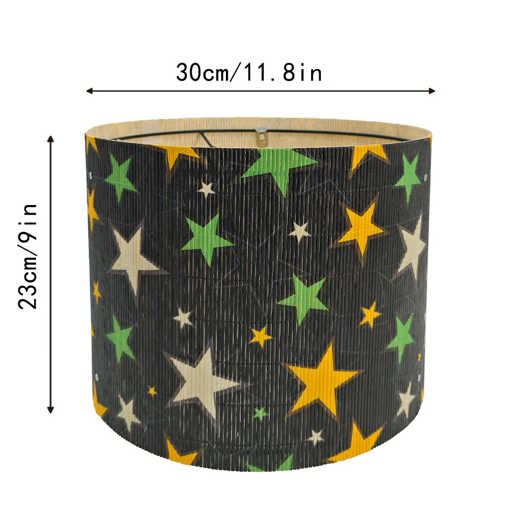 lamp shade, Bamboo Material, modern lamp, Floor Lamps, Table Lamps, Chandelier Lamp, Black with Yellow and Green Stars, Lamp Replacement Accessories E27, 30x23cm