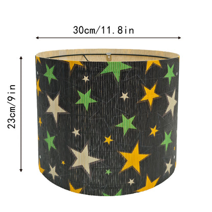 lamp shade, Bamboo Material, modern lamp, Floor Lamps, Table Lamps, Chandelier Lamp, Black with Yellow and Green Stars, Lamp Replacement Accessories E27, 30x23cm