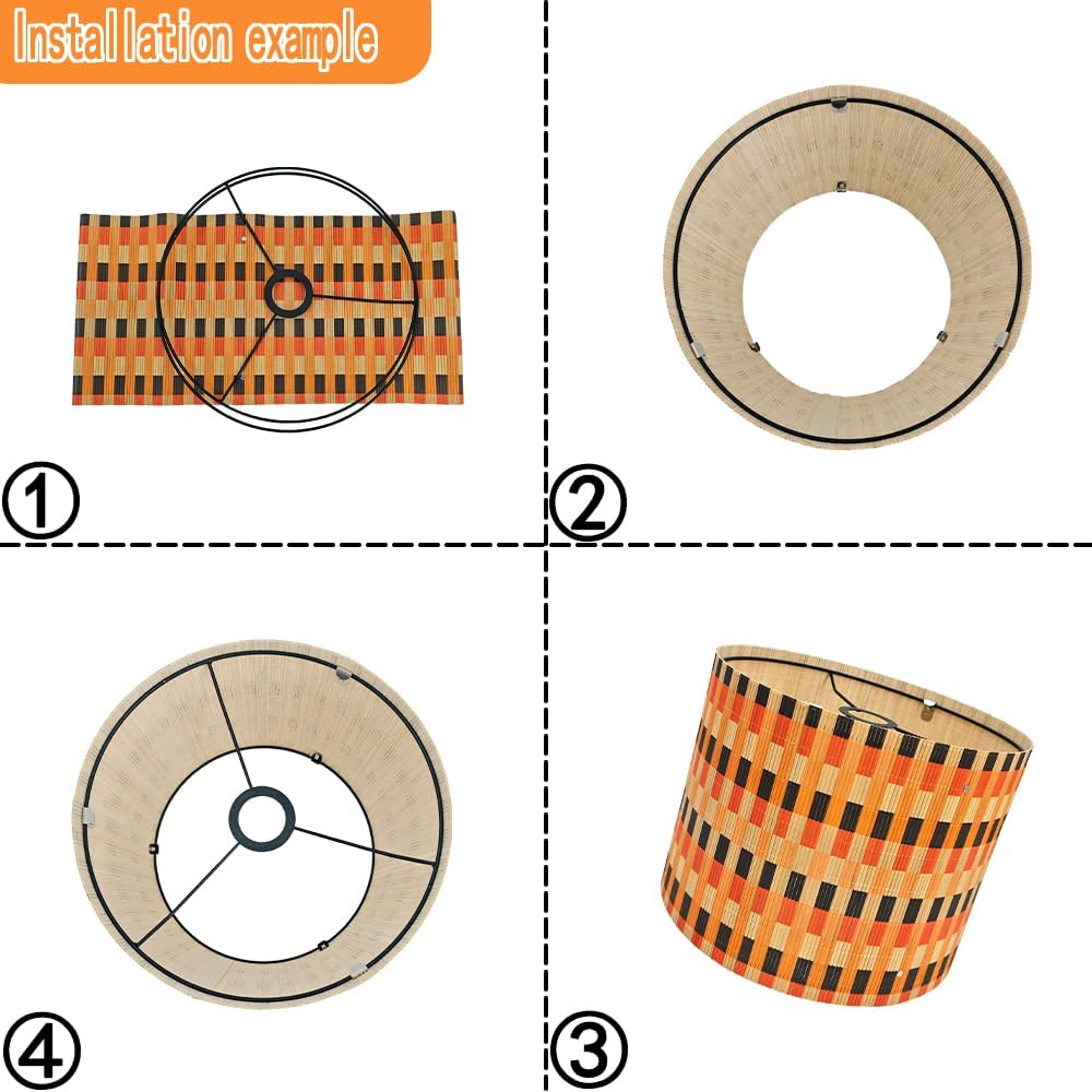 bamboo lamp shade, modern lamp, groovy unique,Simple Grid,Floor Lamps, Table Lamps, Chandelier Lamp, Lamp Replacement Accessories E27, 30x23cm