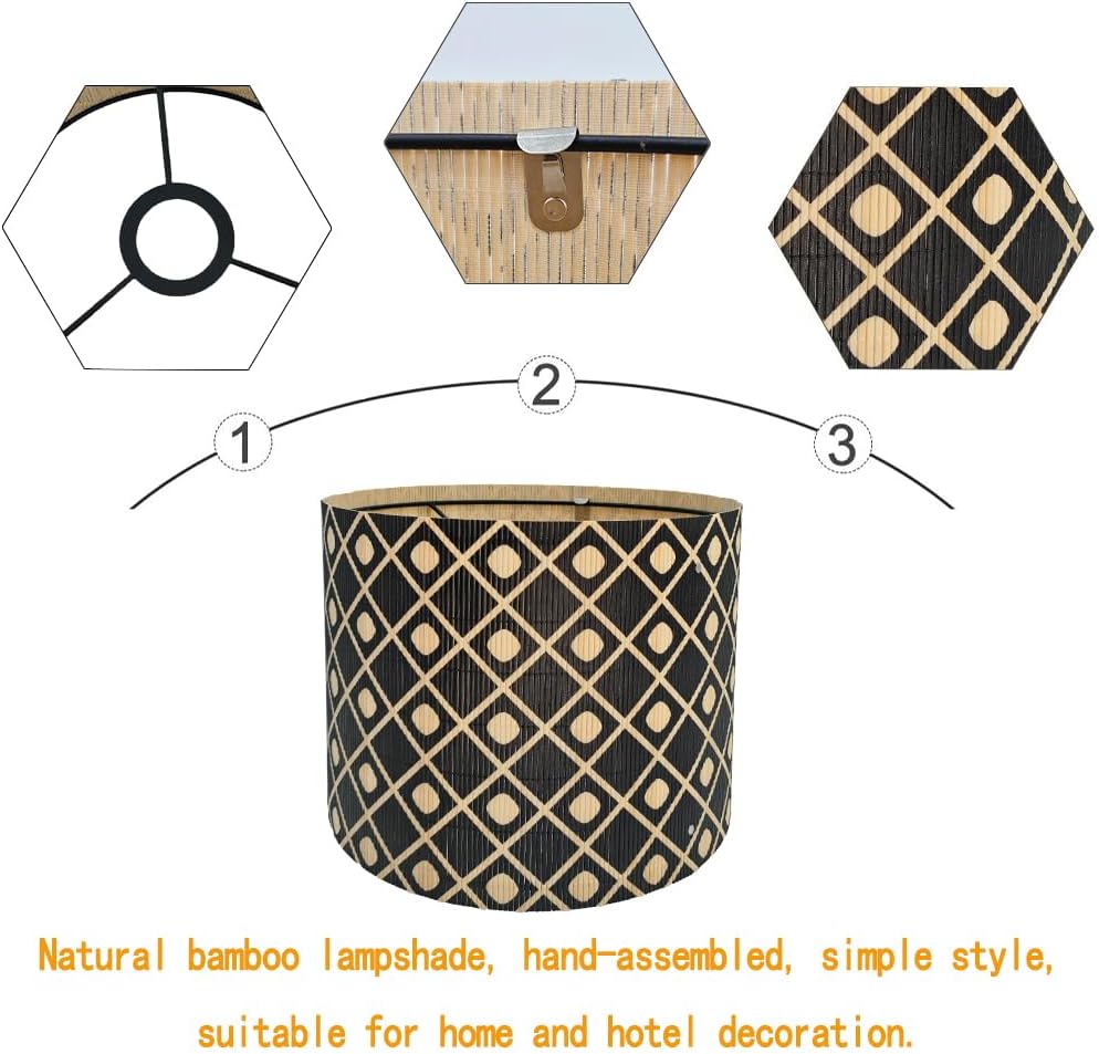 lamp shade,bamboo, groovy unique, modern lamp, Floor Lamps, Table Lamps, Chandelier Lamp, Black, Lamp Replacement Accessories E27, 30x23cm