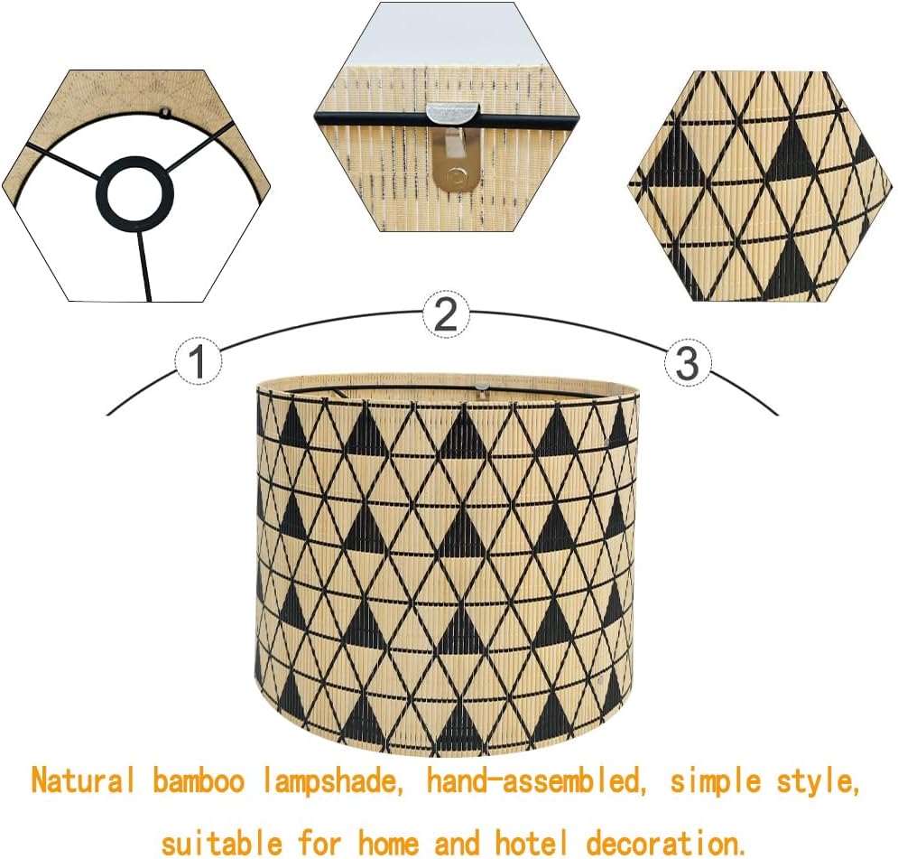 lamp shade, bamboo, modern lamp, Floor Lamps, Table Lamps, Chandelier Lamp, Elegant,Black & Orange, Lamp Replacement Accessories E27, 30x23cm