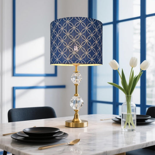lamp shade, bamboo, modern lamp, Floor Lamps, Table Lamps, Chandelier Lamp,Navy Blue, Elegant&Grovvy, Lamp Replacement Accessories E27, 30x23cm