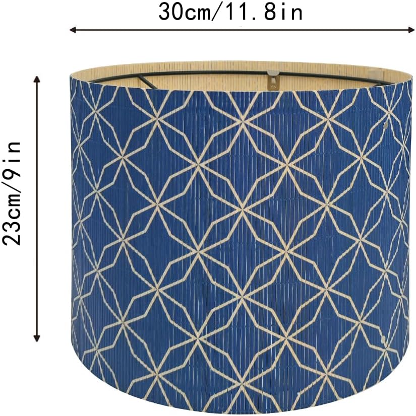 lamp shade, bamboo, modern lamp, Floor Lamps, Table Lamps, Chandelier Lamp,Navy Blue, Elegant&Grovvy, Lamp Replacement Accessories E27, 30x23cm