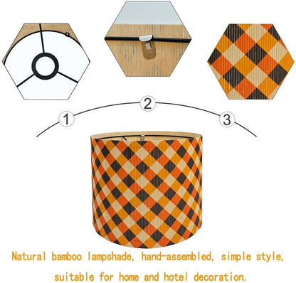 lamp shade, bamboo, modern lamp, Floor Lamps, Table Lamps, Chandelier Lamp, colorful grid, Lamp Replacement Accessories E27, 30x23cm