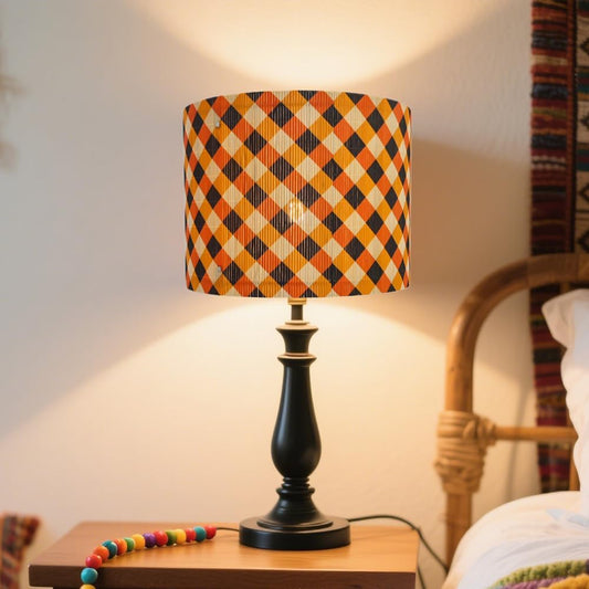 lamp shade, bamboo, modern lamp, Floor Lamps, Table Lamps, Chandelier Lamp, colorful grid, Lamp Replacement Accessories E27, 30x23cm