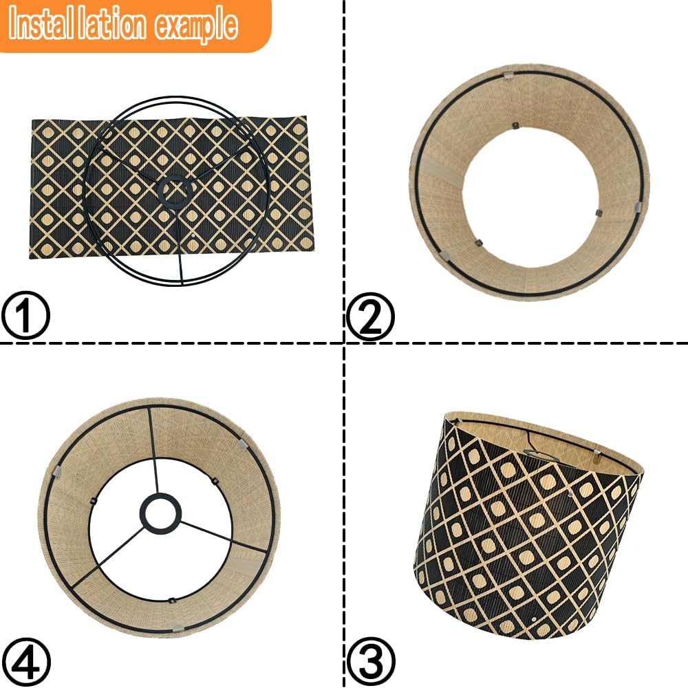 lamp shade,bamboo, groovy unique, modern lamp, Floor Lamps, Table Lamps, Chandelier Lamp, Black, Lamp Replacement Accessories E27, 30x23cm