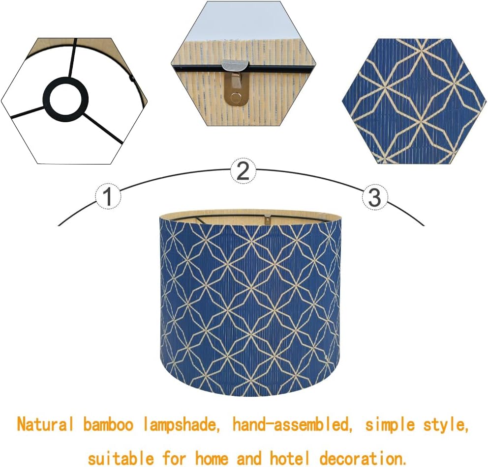 lamp shade, bamboo, modern lamp, Floor Lamps, Table Lamps, Chandelier Lamp,Navy Blue, Elegant&Grovvy, Lamp Replacement Accessories E27, 30x23cm