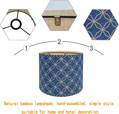 lamp shade, bamboo, modern lamp, Floor Lamps, Table Lamps, Chandelier Lamp,Navy Blue, Elegant&Grovvy, Lamp Replacement Accessories E27, 30x23cm
