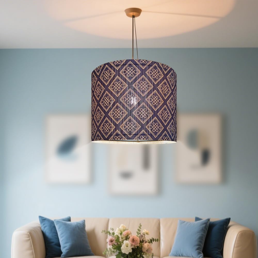 lamp shade,bamboo, traditional style, Floor Lamps, Table Lamps, Chinese knot, navy blue, Lamp Replacement Accessories E27, 30x23cm