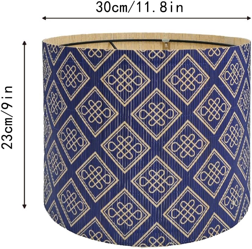 lamp shade,bamboo, traditional style, Floor Lamps, Table Lamps, Chinese knot, navy blue, Lamp Replacement Accessories E27, 30x23cm