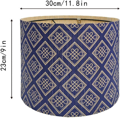 lamp shade,bamboo, traditional style, Floor Lamps, Table Lamps, Chinese knot, navy blue, Lamp Replacement Accessories E27, 30x23cm