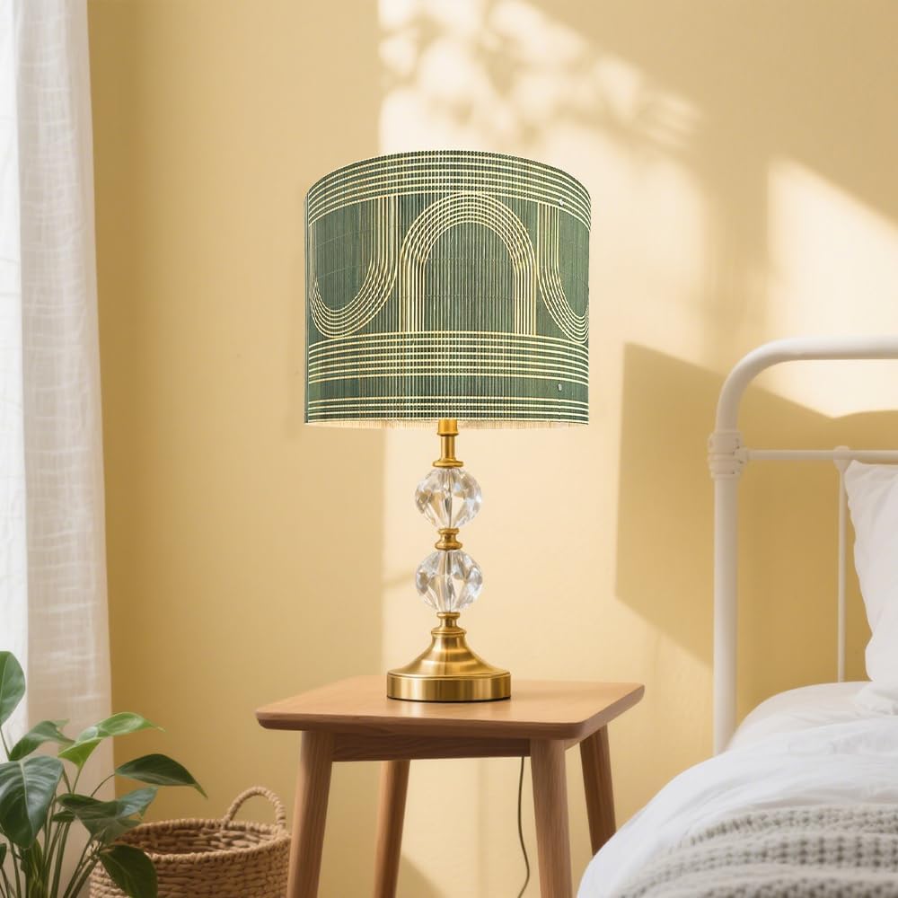 lamp shade bamboo,rustic style, groovy unique,Floor Lamps, Table Lamps, Chandelier Lamp, green, Lamp Replacement Accessories E27, 30x23cm