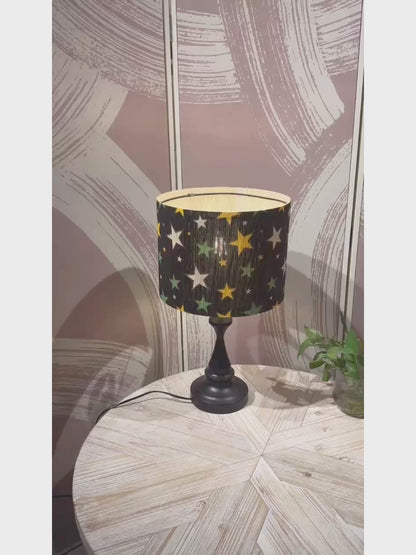 lamp shade, Bamboo Material, modern lamp, Floor Lamps, Table Lamps, Chandelier Lamp, Black with Yellow and Green Stars, Lamp Replacement Accessories E27, 30x23cm