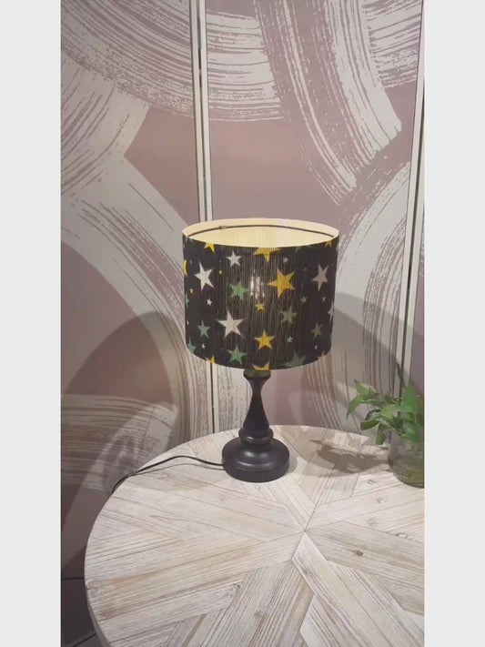 lamp shade, Bamboo Material, modern lamp, Floor Lamps, Table Lamps, Chandelier Lamp, Black with Yellow and Green Stars, Lamp Replacement Accessories E27, 30x23cm