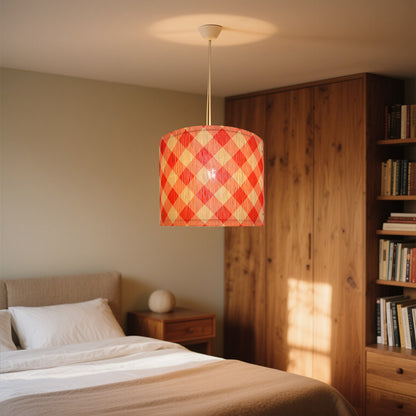 bamboo lamp shade, modern lamp, Groovy unique, Floor Lamps, Table Lamps, Chandelier Lamp, Pink Grid, Lamp Replacement Accessories E27, 30x23cm